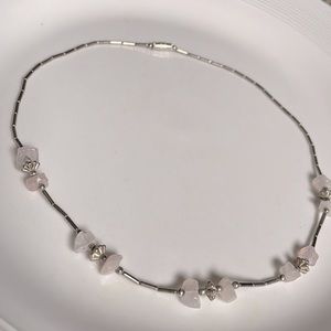 Vintage Sterling silver and pink Quartz necklace